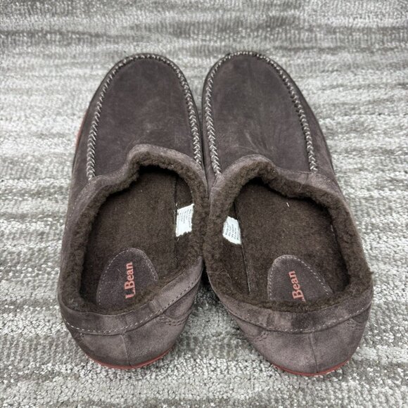 LL Bean Mountain Men\'s Brown Suede Fleece Lined Slipper Scuffs Size 11M main image 5